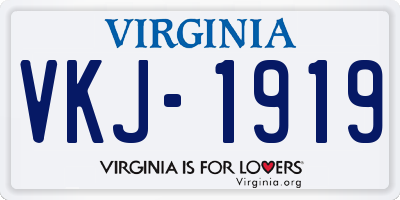 VA license plate VKJ1919