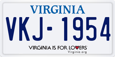VA license plate VKJ1954