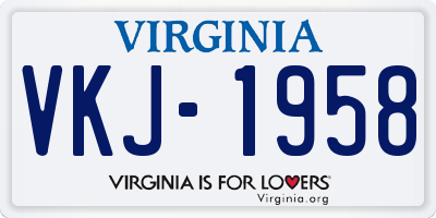 VA license plate VKJ1958