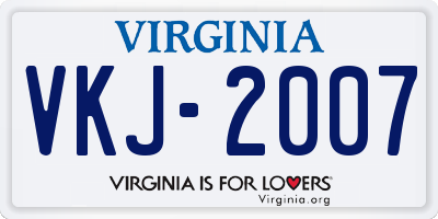 VA license plate VKJ2007