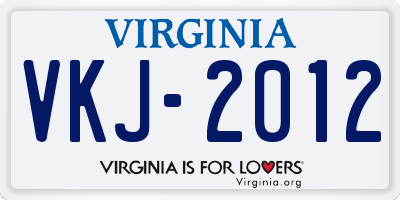 VA license plate VKJ2012