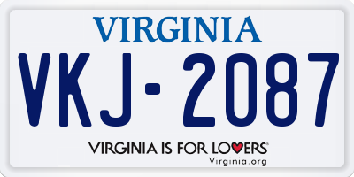 VA license plate VKJ2087