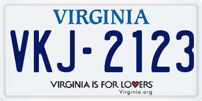 VA license plate VKJ2123