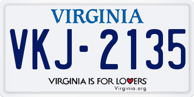 VA license plate VKJ2135