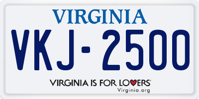 VA license plate VKJ2500