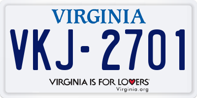 VA license plate VKJ2701