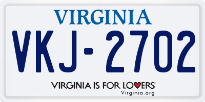 VA license plate VKJ2702