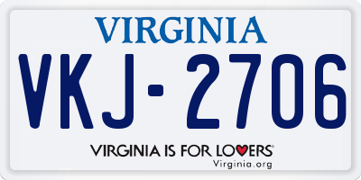 VA license plate VKJ2706