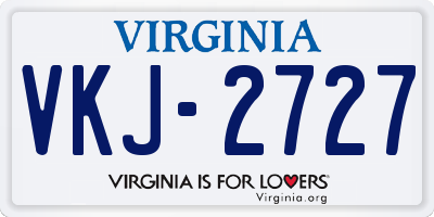 VA license plate VKJ2727