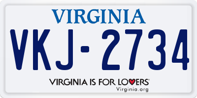 VA license plate VKJ2734