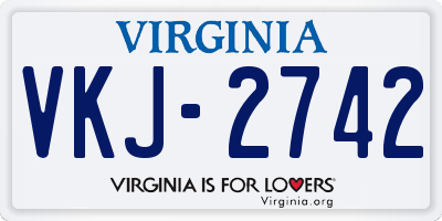 VA license plate VKJ2742