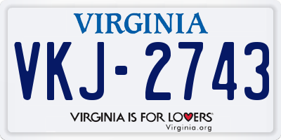VA license plate VKJ2743