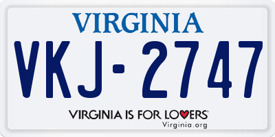 VA license plate VKJ2747