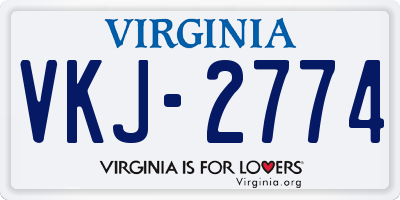 VA license plate VKJ2774
