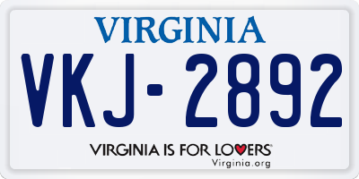 VA license plate VKJ2892