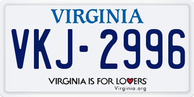 VA license plate VKJ2996