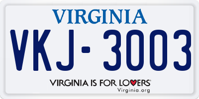 VA license plate VKJ3003