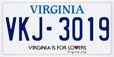 VA license plate VKJ3019