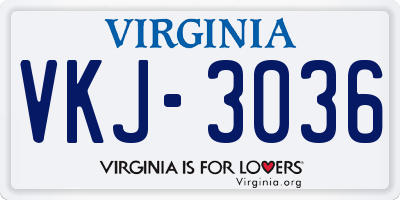 VA license plate VKJ3036