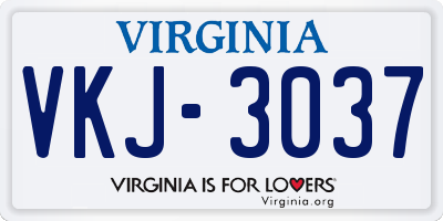 VA license plate VKJ3037