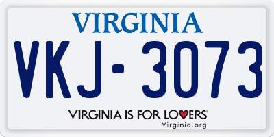 VA license plate VKJ3073