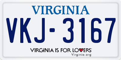 VA license plate VKJ3167