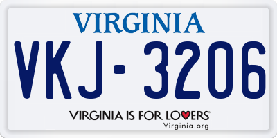 VA license plate VKJ3206