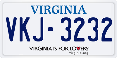 VA license plate VKJ3232