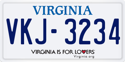 VA license plate VKJ3234