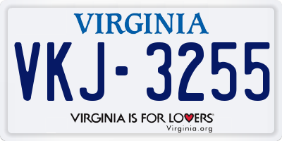 VA license plate VKJ3255