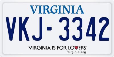 VA license plate VKJ3342