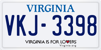 VA license plate VKJ3398
