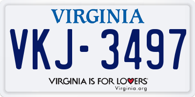 VA license plate VKJ3497