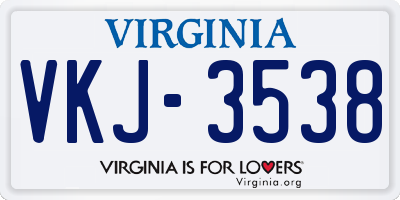 VA license plate VKJ3538