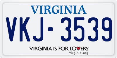 VA license plate VKJ3539