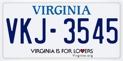VA license plate VKJ3545