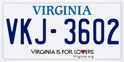 VA license plate VKJ3602