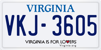 VA license plate VKJ3605