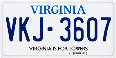 VA license plate VKJ3607