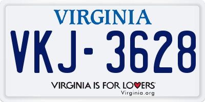 VA license plate VKJ3628