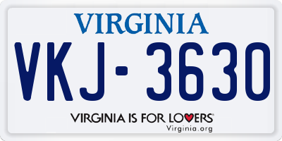 VA license plate VKJ3630