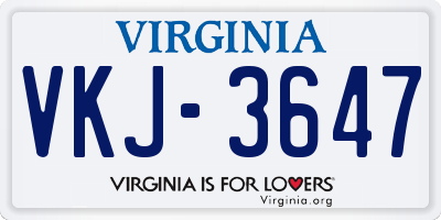VA license plate VKJ3647