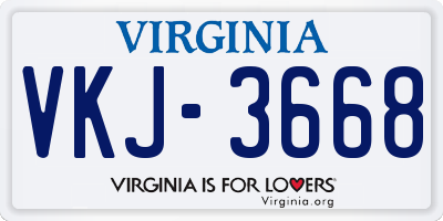 VA license plate VKJ3668