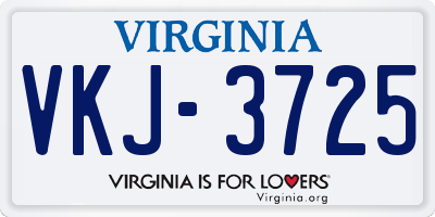 VA license plate VKJ3725