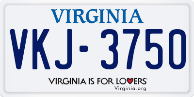 VA license plate VKJ3750