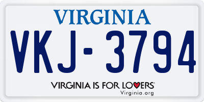 VA license plate VKJ3794