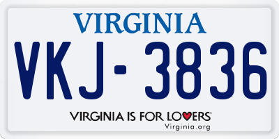 VA license plate VKJ3836