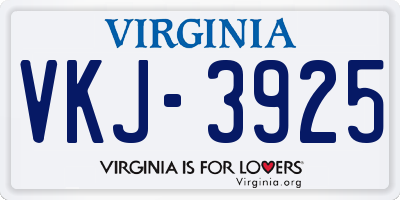 VA license plate VKJ3925