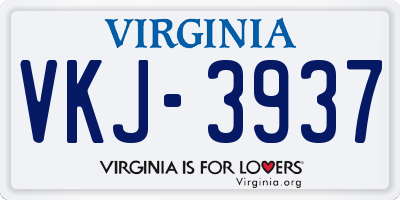 VA license plate VKJ3937