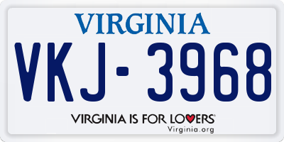 VA license plate VKJ3968